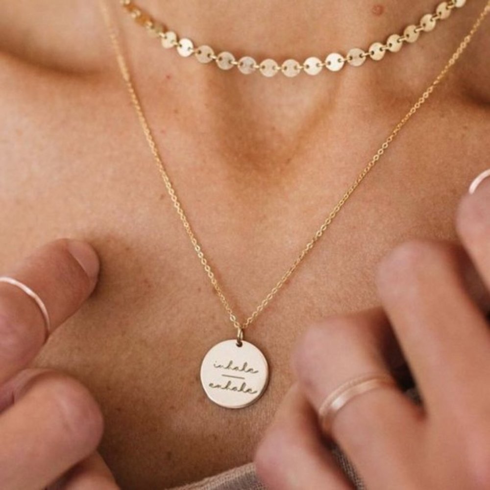 Inner Peace Mantra Minimalist Pendant Necklace - Picture 9 of 15